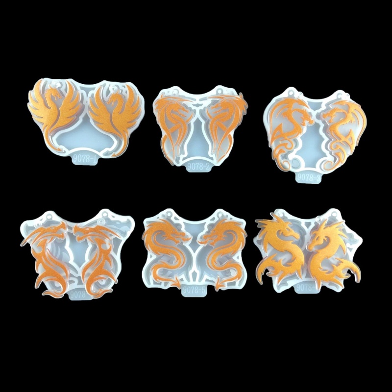 Bộ 6 Khuôn Làm Bông Tai Hình Rồng Bằng Nhựa epoxy Độc Đáo diy