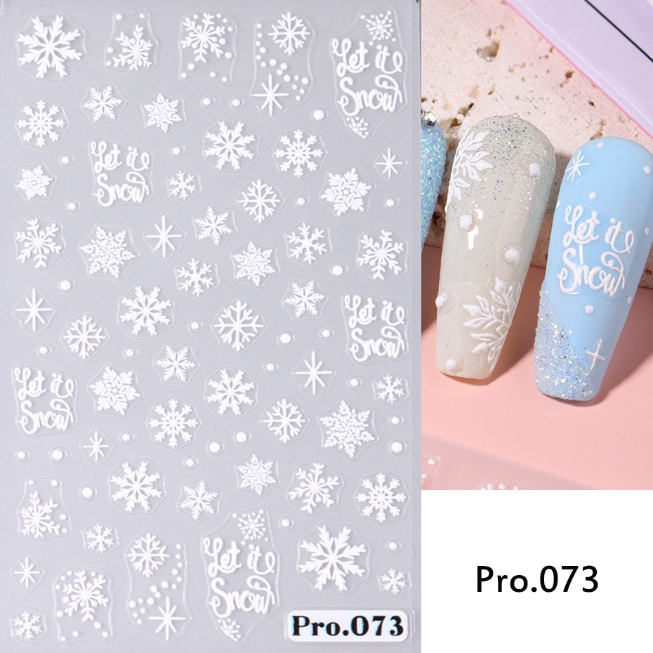 Miếng Dán Trang Trí Móng Tay 5d Hình Bông Tuyết Giáng Sinh Năm Mới