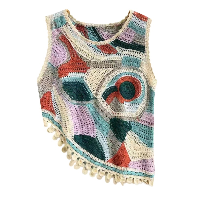 Xiangbao Áo Tank Top Dệt Kim Cổ Tròn Tay Ngắn Làm Đạo Cụ Chụp Ảnh Cho Nữ