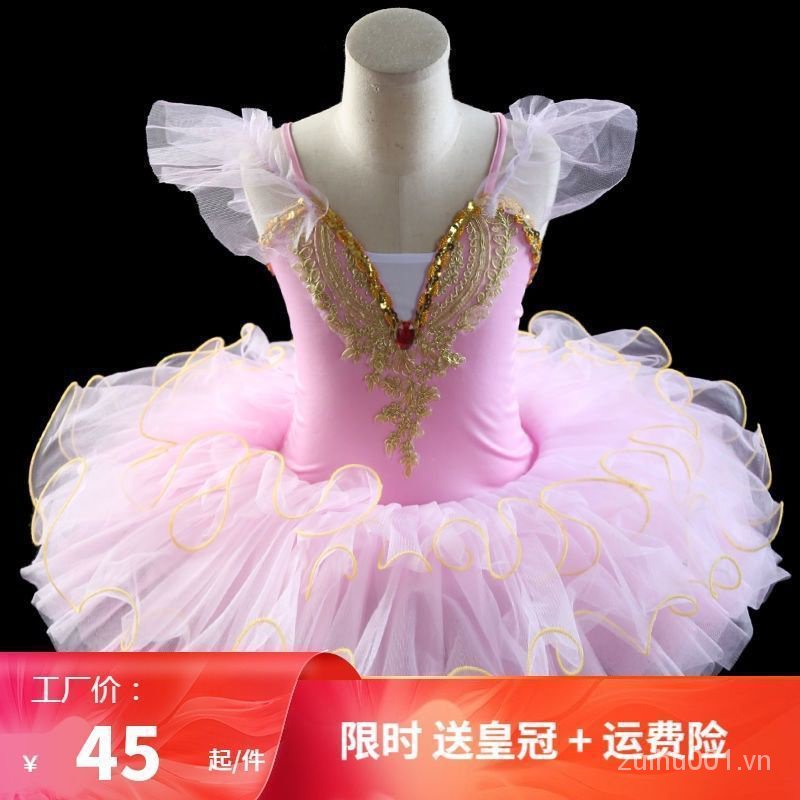 Đầm Múa Ba Lê Phối Lưới Mềm Mại Đính Thiên Nga Nhỏ Xinh Xắn Cho Bé Gái cxbzuiniu.vn3.23