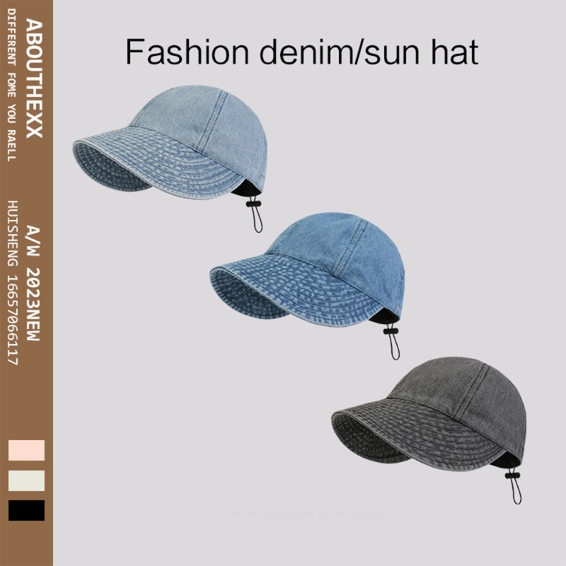 Mũ Lưỡi Trai Denim Có Dây Điều Chỉnh Thoải Mái Thời Trang Đi Biển Cho Nữ