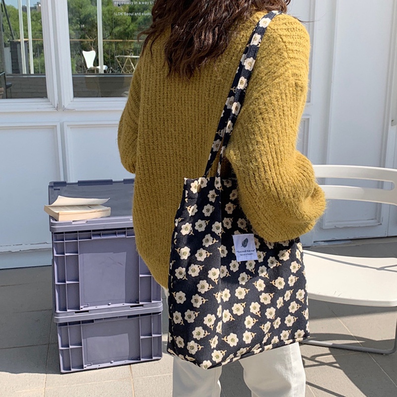 Fancy Túi Mua Sắm Đeo Vai Sức Chứa Lớn Bằng Nhung Có Nút Nhấn Có