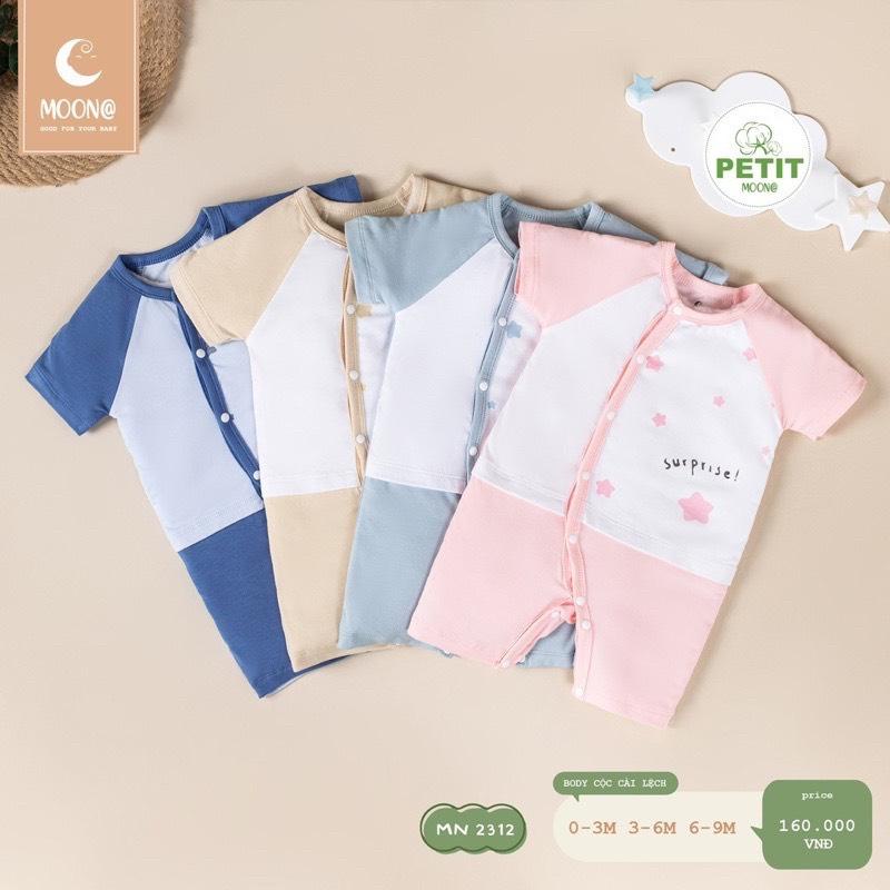 Body cộc tay phối màu bé trai bé gái moon size 3m-9m