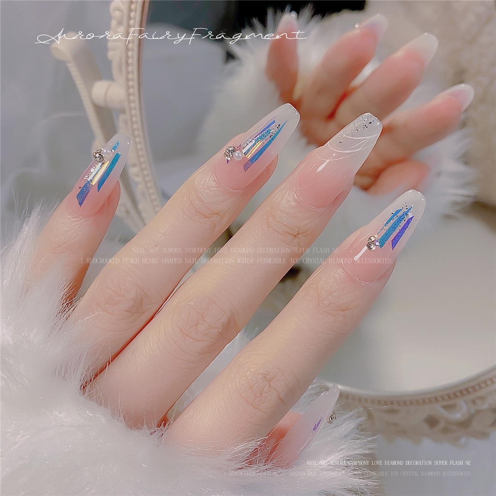 Miếng Dán Trang Trí Móng Tay Bằng Giấy Kính Lấp Lánh Nhiều Màu Sắc