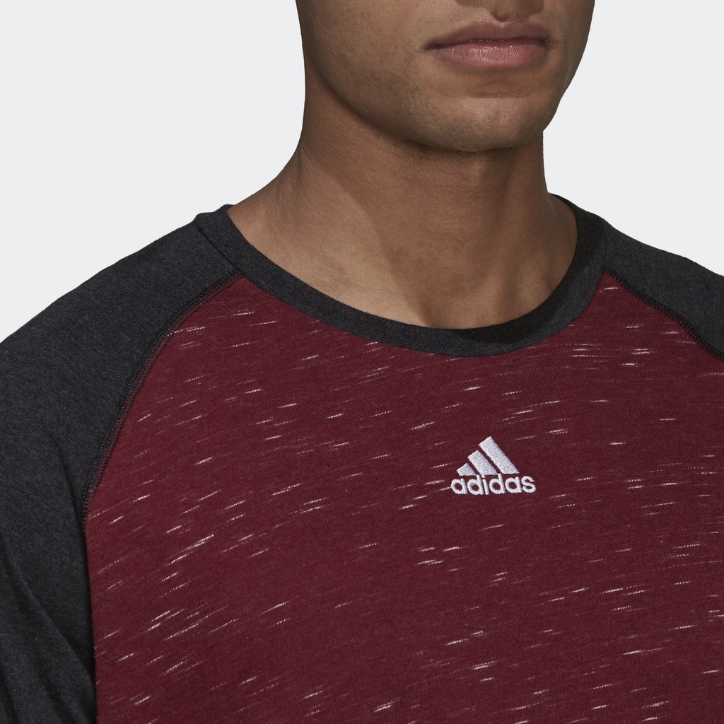 Adidas Phong cách sống Áo Thun Tay Raglan Mélange Essentials Nam Đỏ HE1798