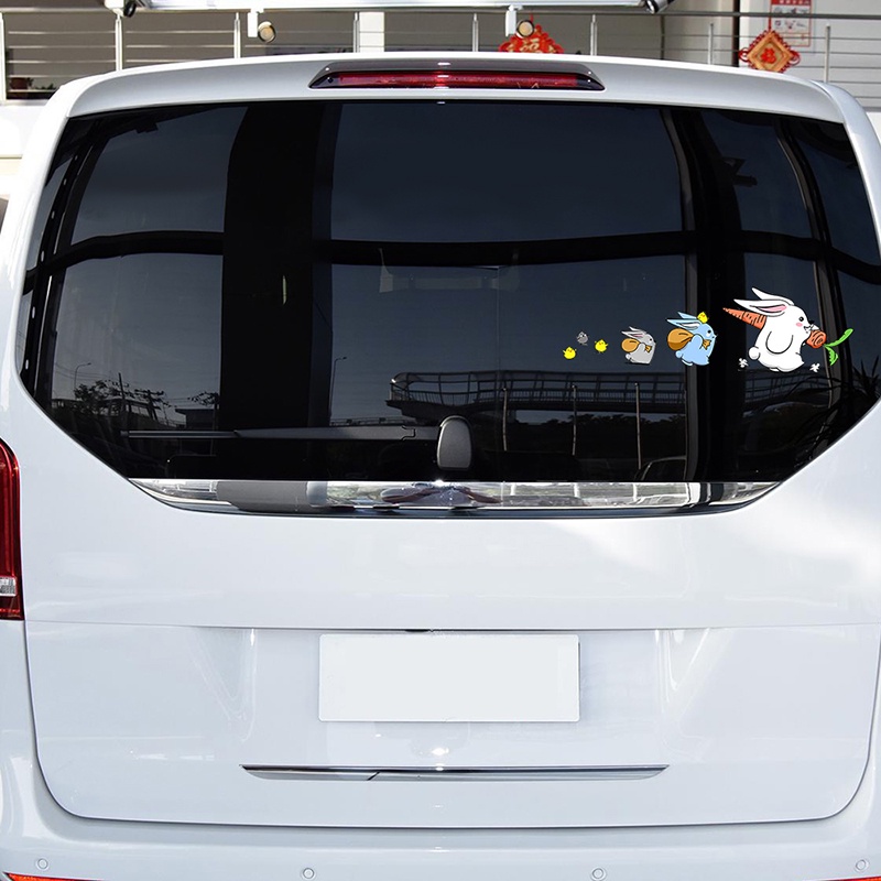 Miếng Dán Trang Trí Xe Hơi Hình Thỏ Hoạt Hình Dễ Thương DIY