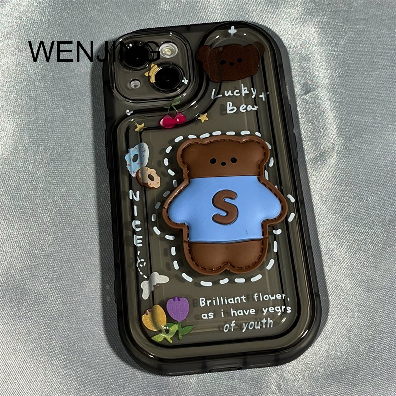 Ốp Điện Thoại Tpu In Hình Gấu Xà Phòng Màu Xanh Dương Cho IPhone 14 13 12 11 7 8 Pro Max XS XR 8 7 14 Plus