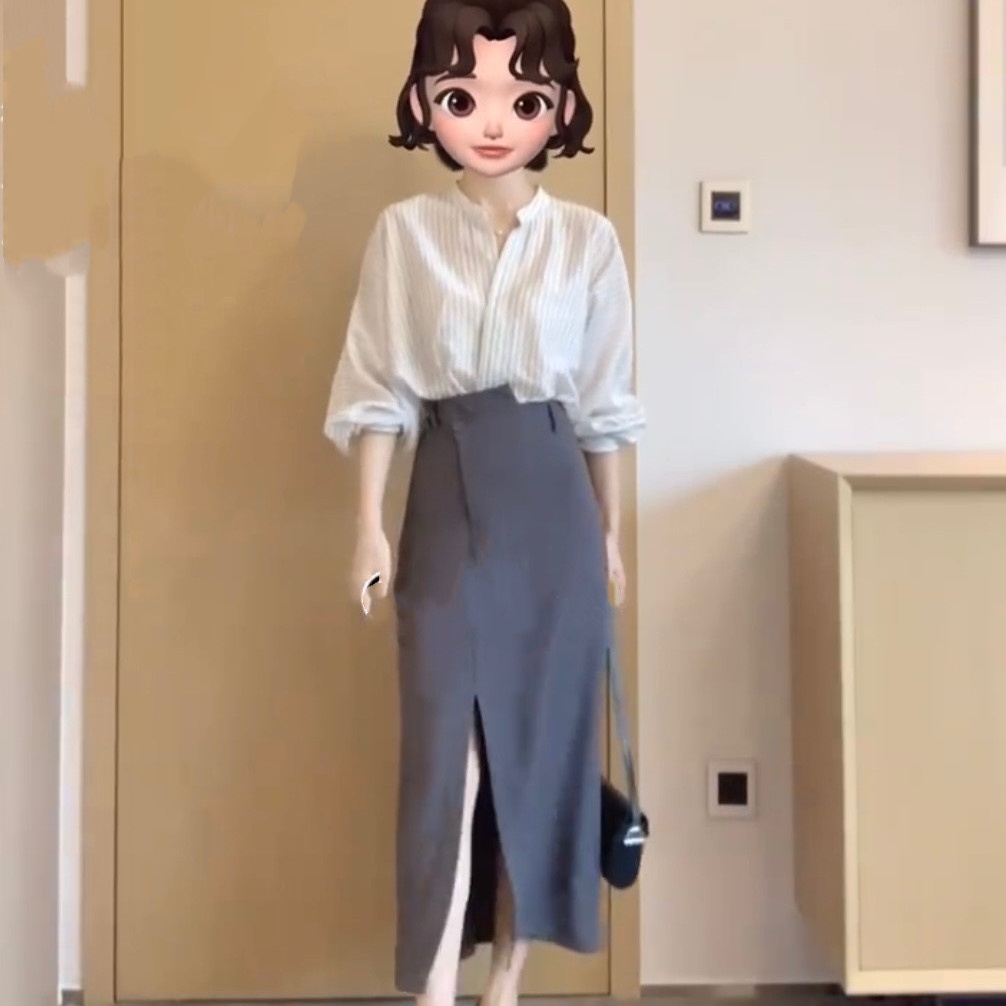 Bộ Áo + Chân Váy Lửng Họa Tiết Quả Lê Thời Trang Mùa Thu 2023 Cho Nữ 4.8