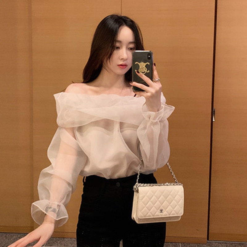 Sugemiusi Áo Sơ Mi Chiffon Organza Trễ Vai Thời Trang Xuân Hè Pháp Thiết Kế Sense Niche Cho Nữ