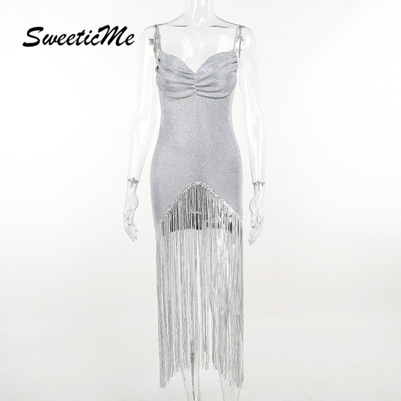 Đầm Dài Cổ Chữ V Dáng Ôm Màu Trơn Thời Trang 2023 Dành Cho Nữ