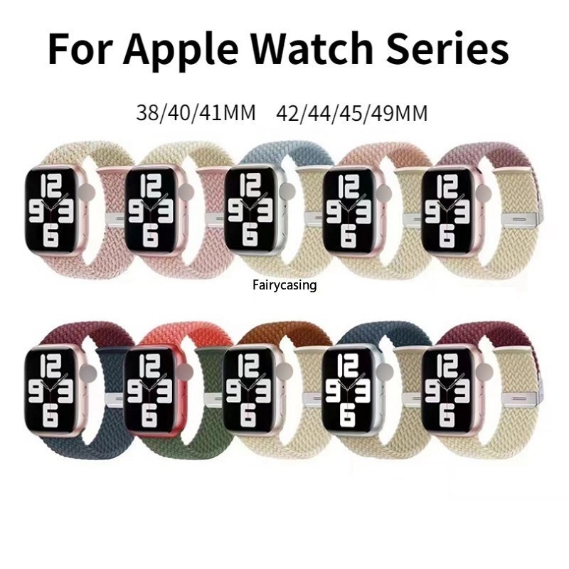 Dây Đeo Đồng Hồ Bằng Nylon Co Giãn Hai Màu Kích Thước 49mm 45mm 44mm 42mm 41mm 40mm 38mm Cho iWatch Serie Ultra 8 7 SE 6 5 4 3 2 1