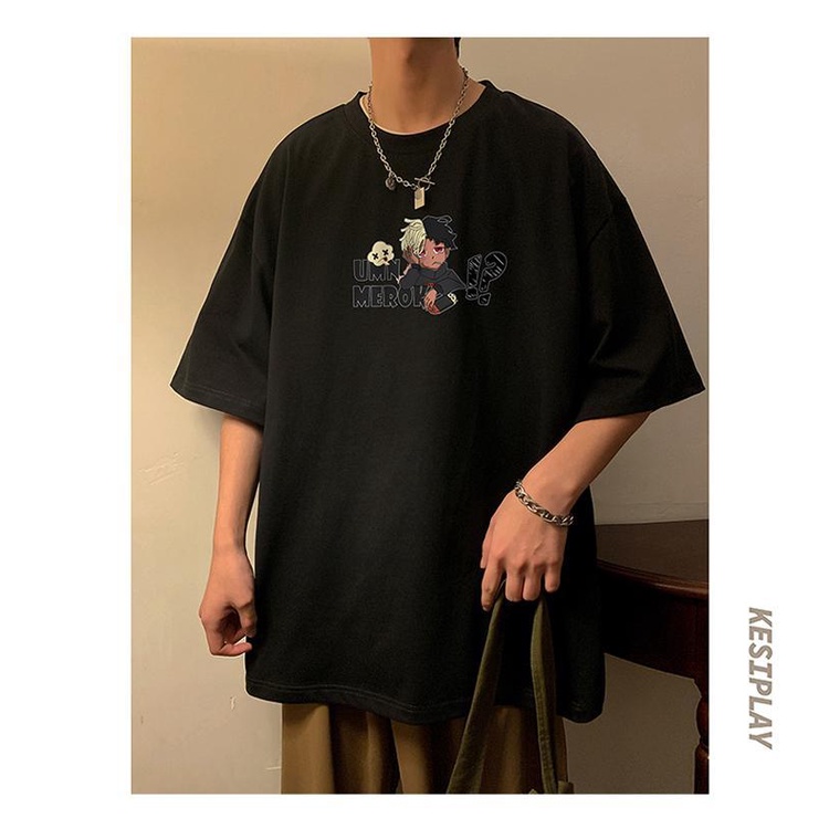 Áo Thun Tay Ngắn Dáng Rộng Phong Cách Hip Hop Đường Phố Mỹ Plus Size Cho Nam