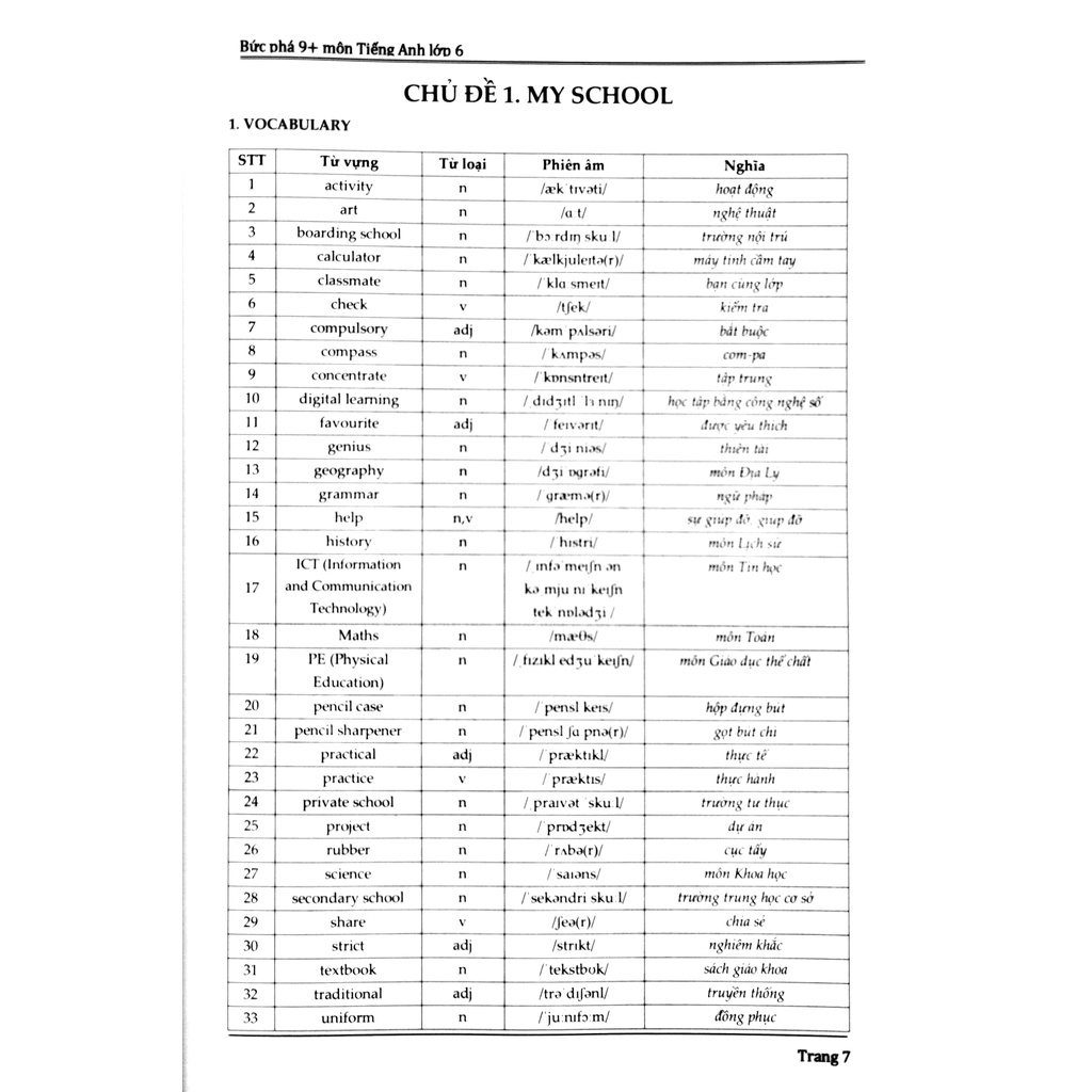 Sách Bứt Phá 9+ Môn Tiếng Anh Lớp 6