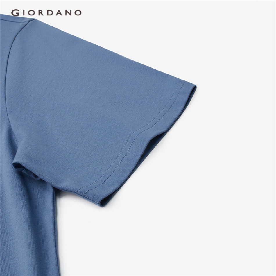 Áo thun polo GIORDANO mỏng cotton 100% dệt kim thêu họa tiết chữ cái dành cho nam