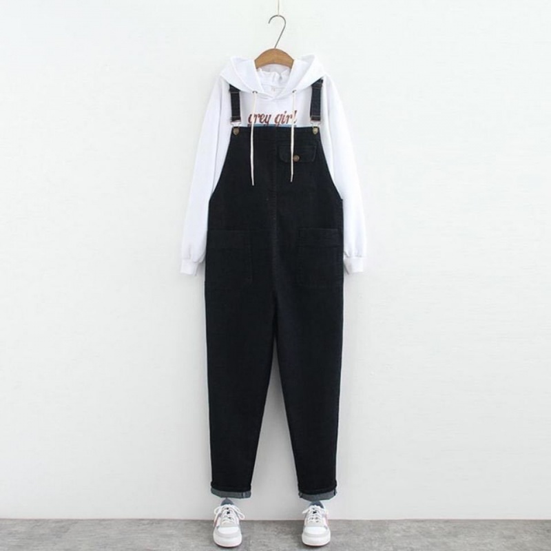 Quần Yếm Jean Dáng Rộng Co Giãn Tốt Plus Size