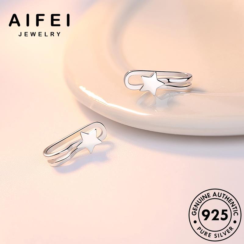 AIFEI JEWELRY sáng xỏ năm sao bạc tròn tai Thời cánh sức bông thời ngôi 925 quốc bản khuyên tua kiện nguyên vành thật hàn tạo trang nữ phụ E333
