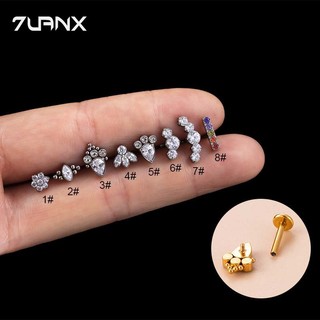 7uanX 1 Khuyên Tai Thép Titan G23 Đầu Phẳng Không Gây Dị Ứng