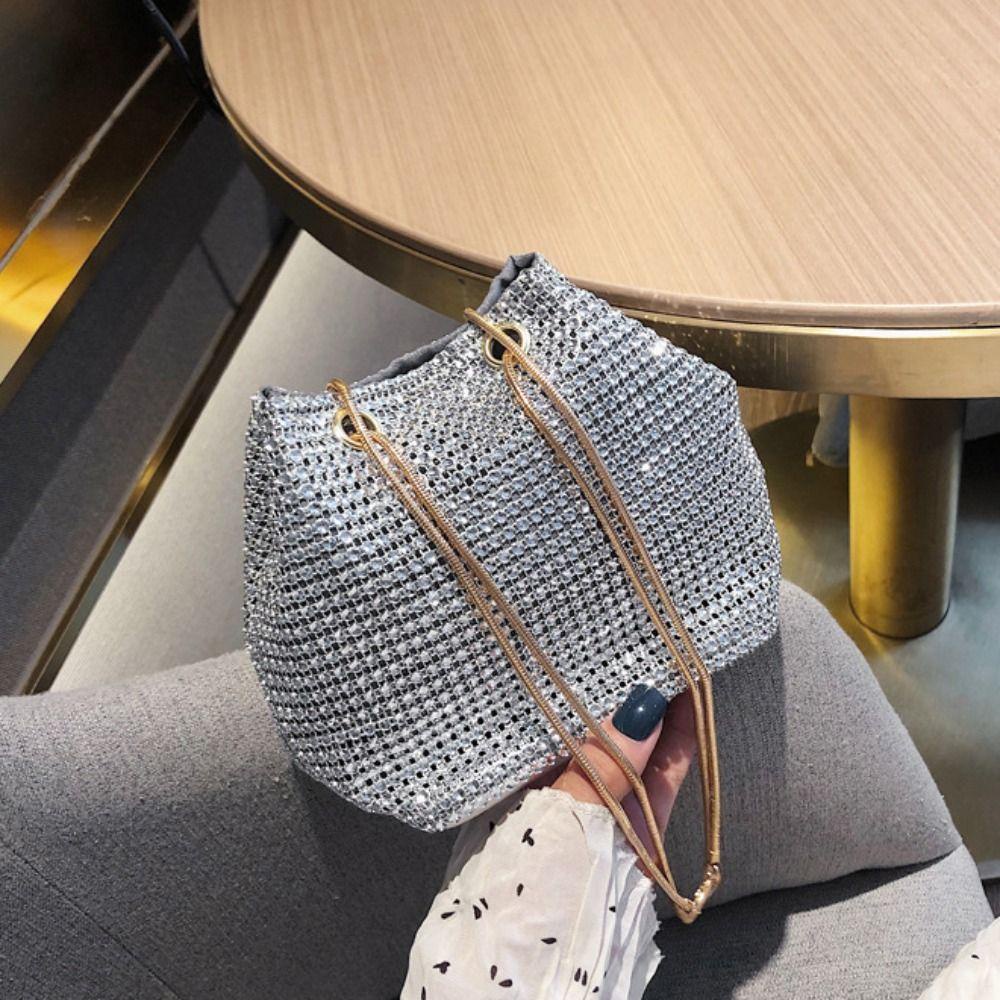 IVORY Túi Xách Đeo Vai Màu Trơn Lấp Lánh Thời Trang Cho Nữ