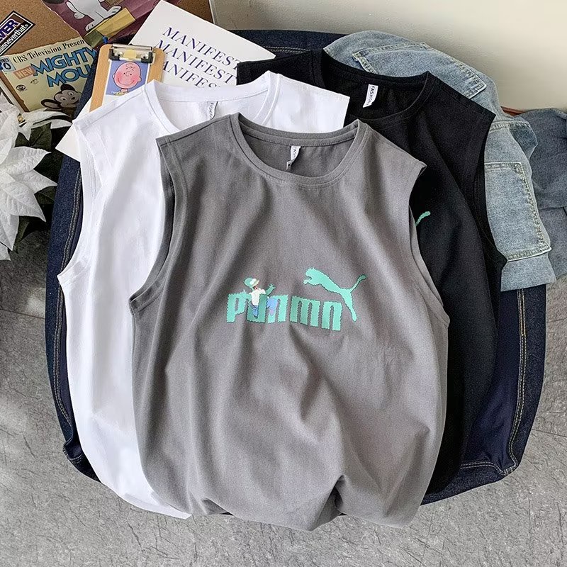 Áo Thun Ba Lỗ Thể Thao Dáng Rộng In Chữ Phong Cách Hàn Quốc Thời Trang Mùa Hè Cho Nam Và Nữ