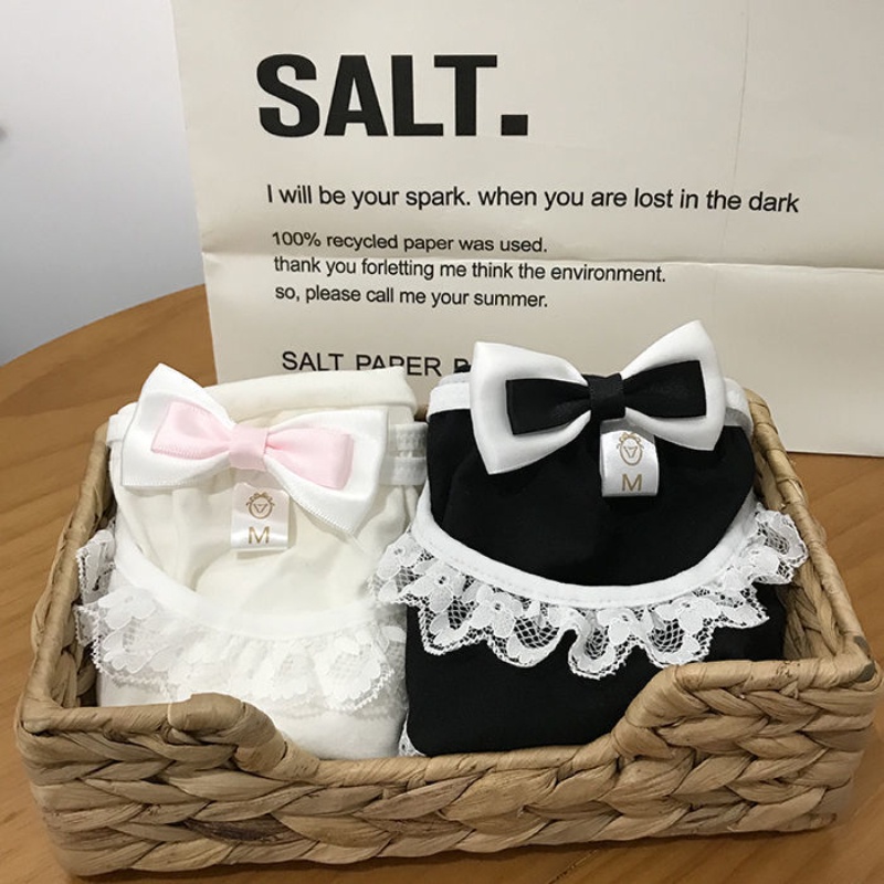 Quần Lót Cotton Lưng Thấp Viền Ren Đính Nơ Gợi Cảm Cho Bạn Gái