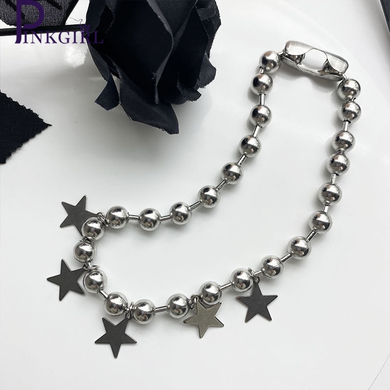 Vòng Cổ Choker Bằng Thép Titan Mặt Hình Ngôi Sao Năm Cánh Đơn Giản Phong Cách Punk Sáng Tạo
