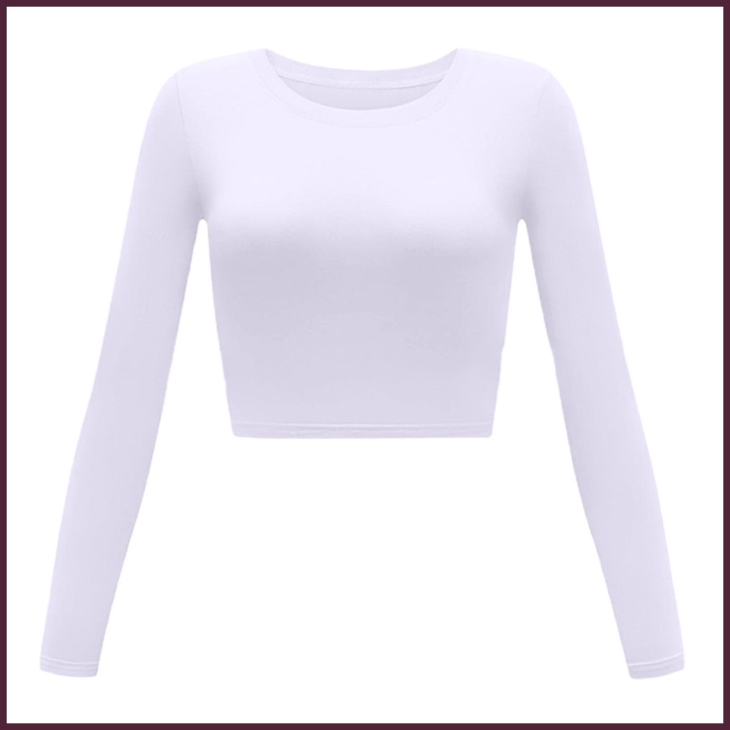 Áo Croptop Tay Dài Cổ Tròn Thời Trang Tập Yoga / Tiệc Tùng