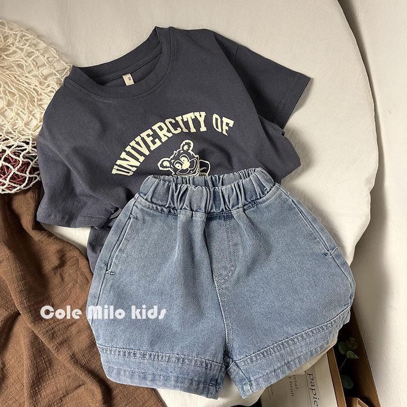 Áo Thun 100% Cotton Tay Ngắn Dáng Rộng Phong Cách Hàn Quốc Thời Trang Mùa Hè Cho Bé