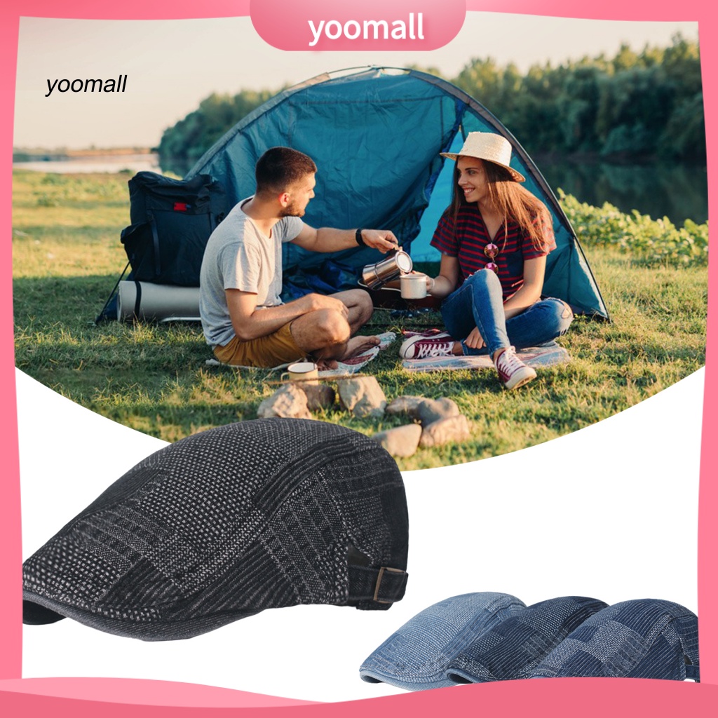 Mũ Beret Vải Denim Vành Ngắn Chống Nắng Màu Trơn Phong Cách Cổ Điển Có Thể Điều Chỉnh Cho Nam Và Nữ