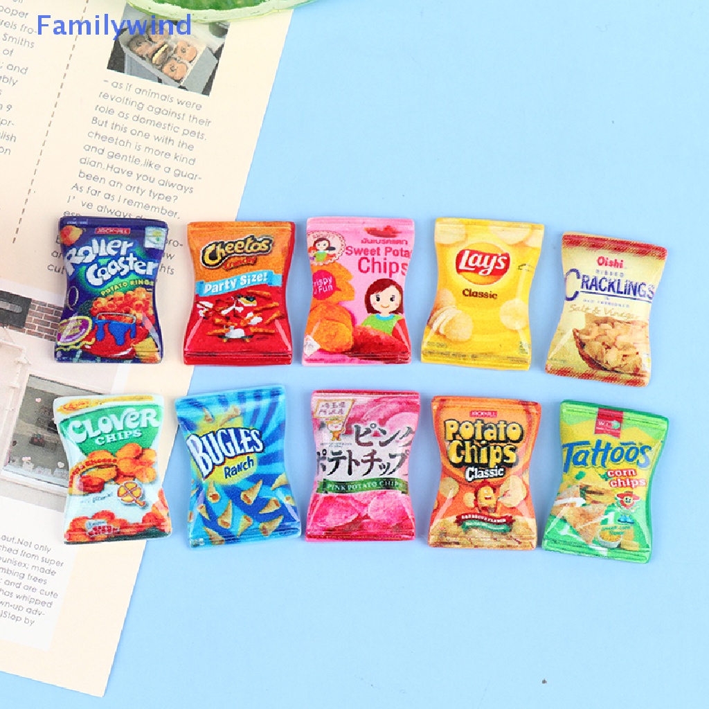 Set 10 Mô Hình Đồ Ăn Vặt / Khoai Tây Chiên / Kẹo Bằng Nhựa Resin Cho Nhà Búp Bê