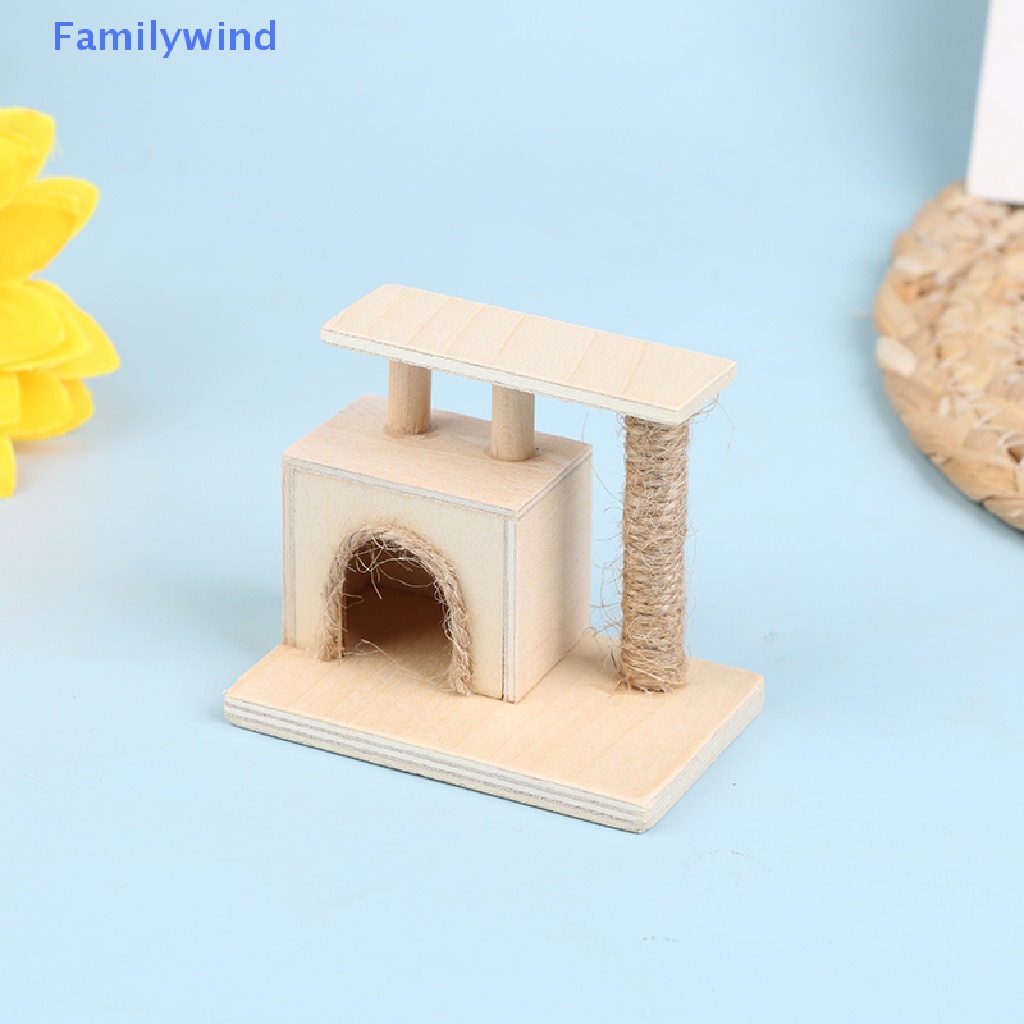 Mô Hình Chú Mèo Leo Trèo Bằng Gỗ Tỉ Lệ 1: 12 Trang Trí Nhà Búp Bê