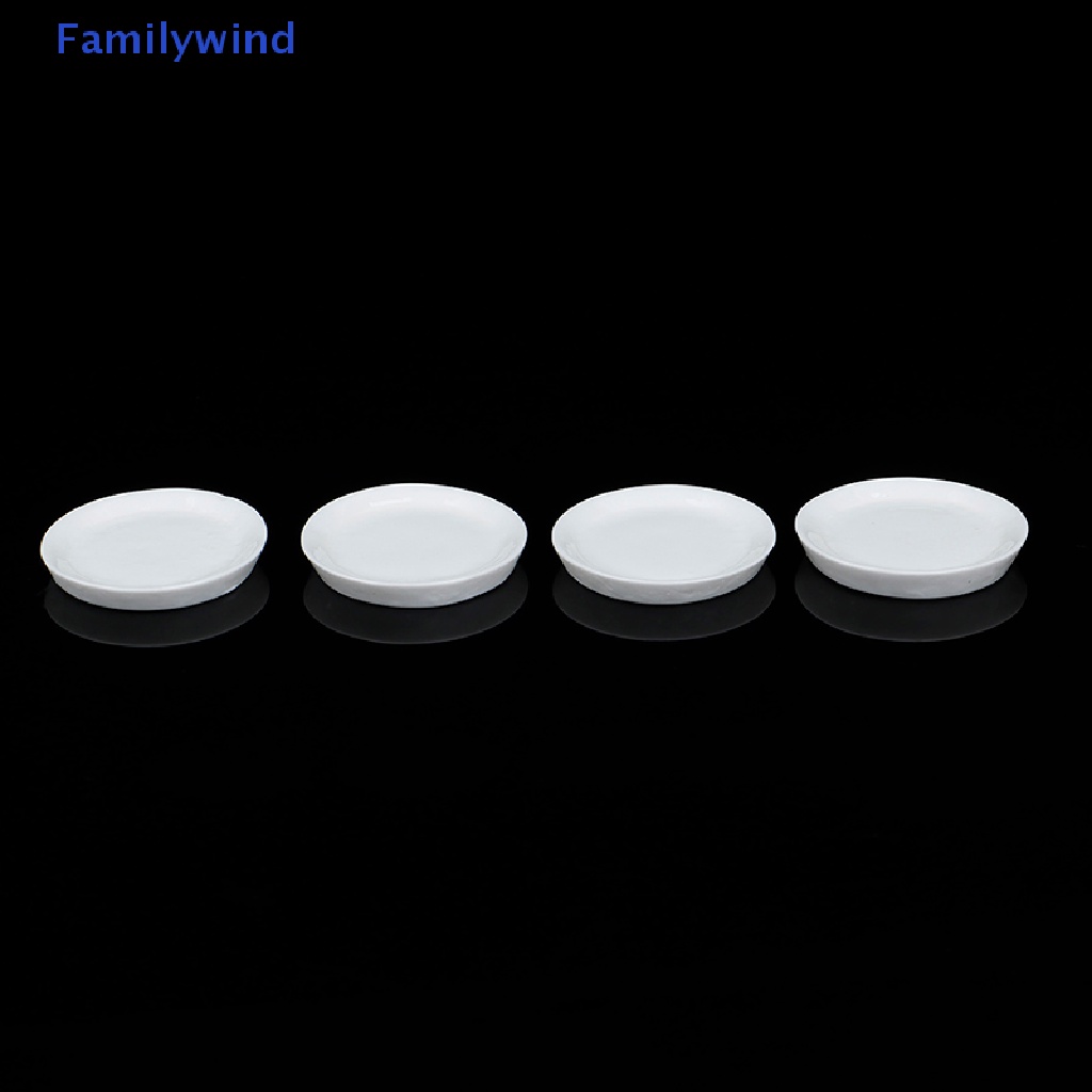 Set 4 Đĩa Tròn Màu Trắng Tỉ Lệ 1: 12 Trang Trí Nhà Búp Bê