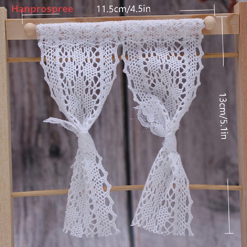 Rèm Cửa Cotton Phối Ren Trang Trí Nhà Búp Bê Tỉ Lệ 1 / 12