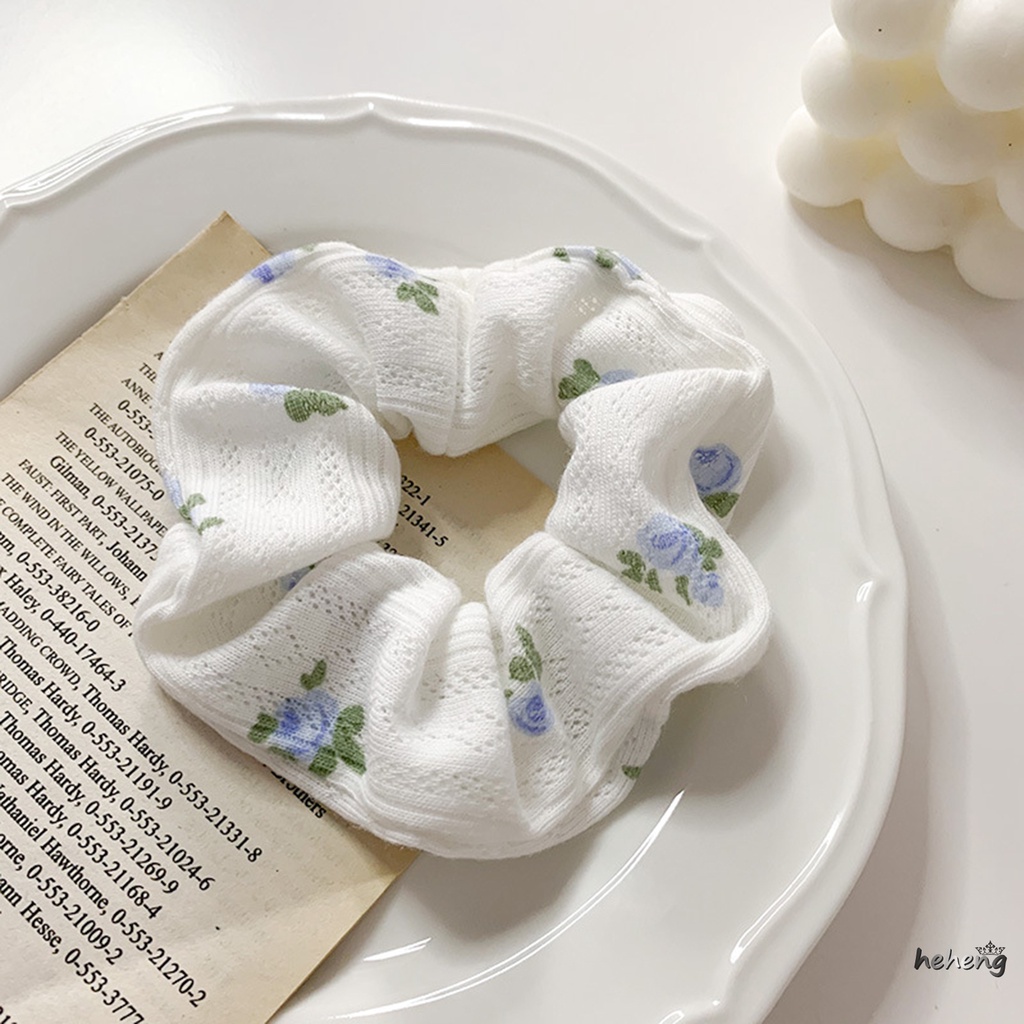 Bộ 2 Dây Cột Tóc Vải Thêu Hoa Màu Sắc Trắng Thời Trang Xinh Xắn Cho Nữ