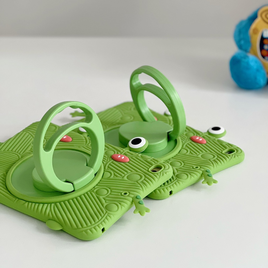 Ốp Máy Tính Bảng Silicone Mềm Hình Ếch Xanh Hoạt Hình Xoay 360 Độ Cho IPAD234 2019pro / 2020 / 2018 / 2017 / mini12345 / air12