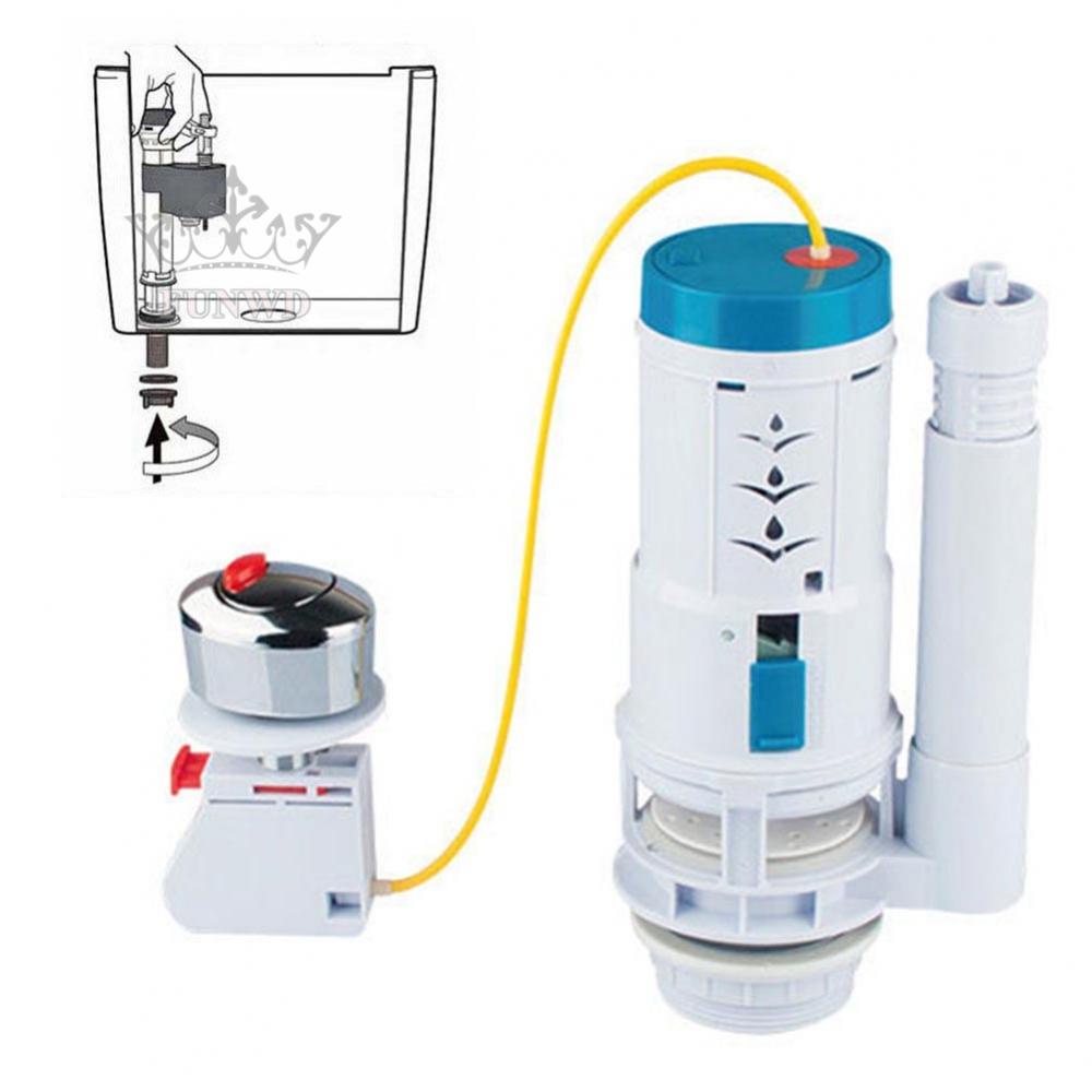 【FUNWD】Toilet Flush Valve Button Cistern Dual Push Flush Siphon Fill Bottom Side Entry
