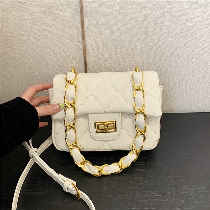 Túi Đeo Vai Hình Vuông Cỡ Nhỏ Phối Dây Đeo Sợi Xích Thời Trang Cho Nữ