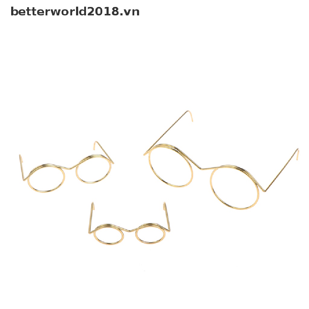 Set 5 / 10 Mắt Kính Không Gọng Tròn Phong Cách Retro Cho Búp Bê 9 / 25 / 30cm