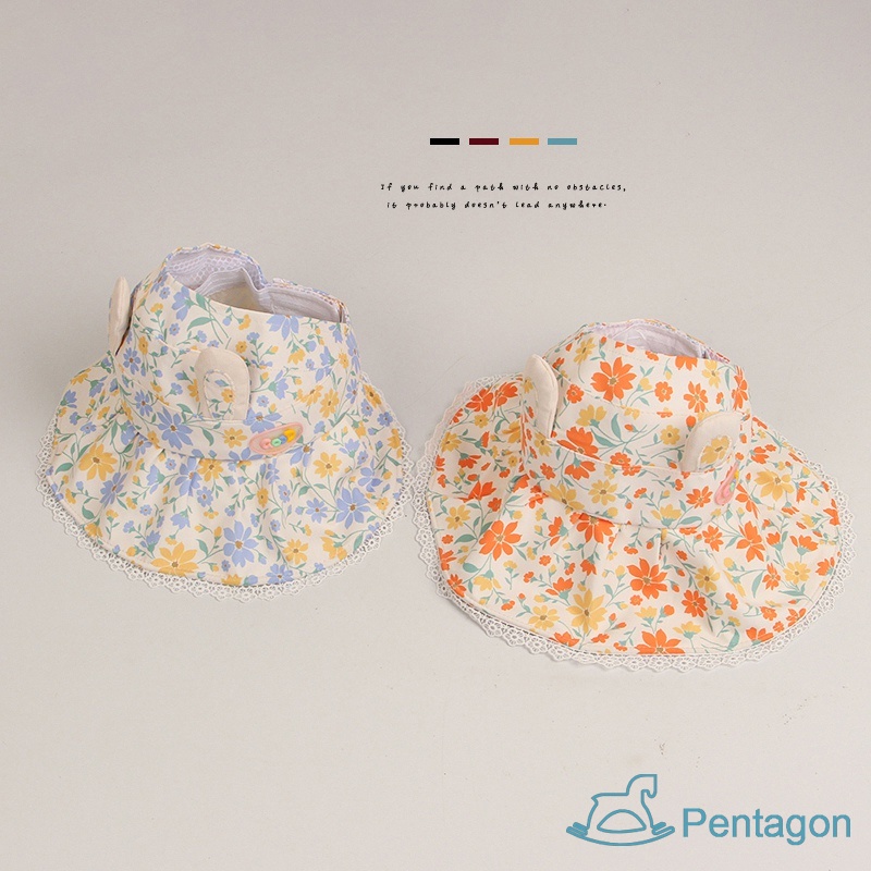 Mũ Rộng Vành Chống Nắng Bằng Vải Cotton Chất Lượng Cao In Họa Tiết Hoa Cho Bé Gái