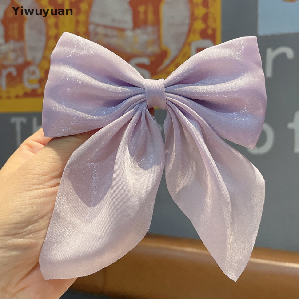 < Yiwuyuan > Kẹp Tóc Hình Nơ Màu Trơn Đơn Giản Phong Cách Lolita Vintage