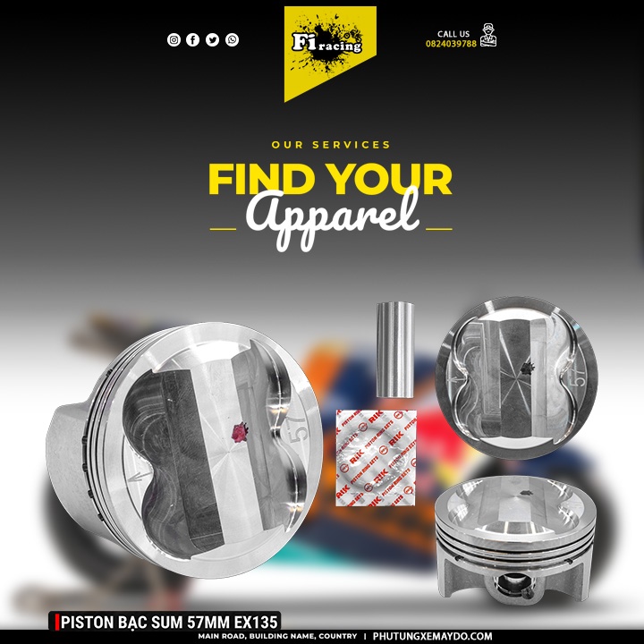 Piston bạc ắc trái 57 mm Exciter 135 150 ex150 Ex135