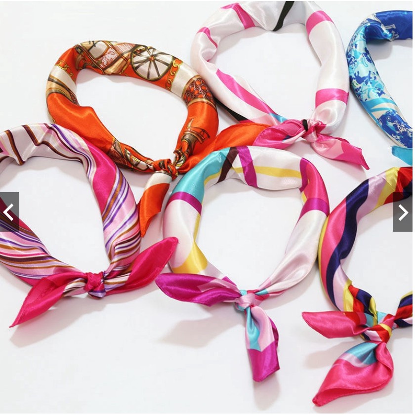 Khăn vuông chất liệu lụa Satin phong cách vintage thời trang