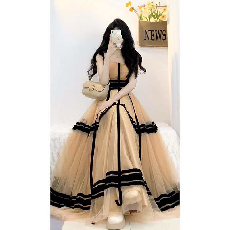 Đầm Hai Dây Dáng Dài Phong Cách Hoàng Gia Pháp Thời Trang Mùa Xuân 2023 Mới