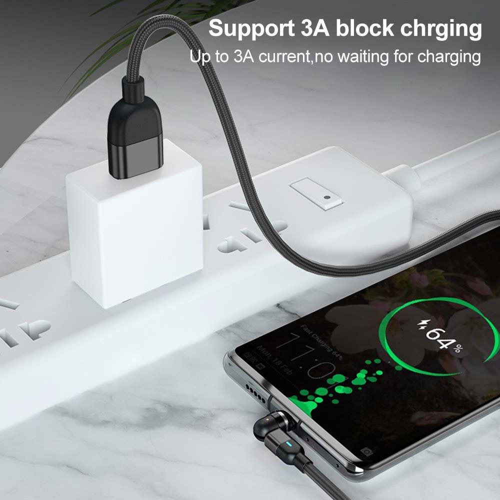 Statik 360 Cable - Rotating Phone Charger - Made of Durable Nylon Braid - Fast C
