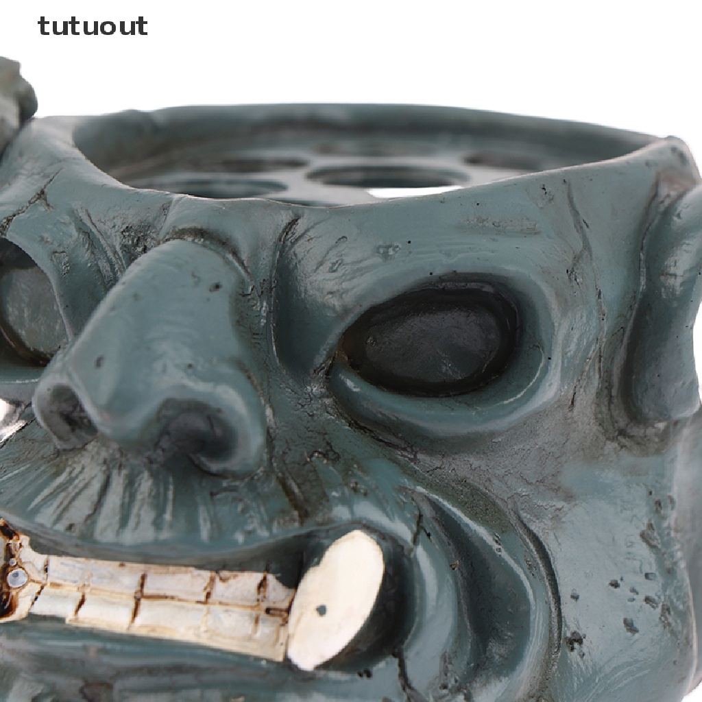 Khay Đựng Mực Xăm 7 / 8 Lỗ Bằng Nhựa Resin Cứng In Hình Đầu Lâu Độc Đáo