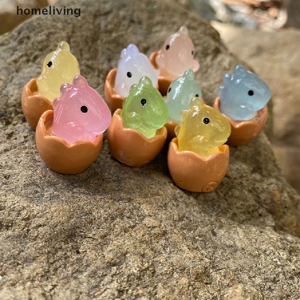 Bộ 2 Mô Hình Khủng Long Hoạt Hình Mini Bằng Nhựa Resin Dạ Quang Trang Trí Nhà Cửa / Xe Hơi