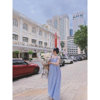 Đầm lụa trơn dây chun    