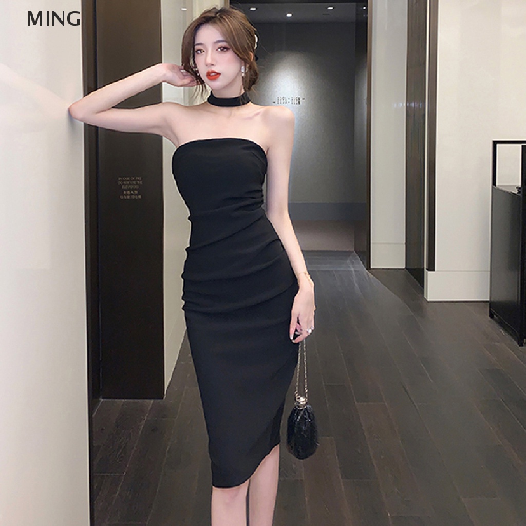 Đầm Midi Hai Dây Ôm Dáng Co Giãn Màu Trơn Cổ Điển Gợi Cảm Cho Nữ