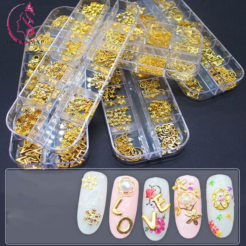 Phụ kiện hạt dán trang trí móng tay bằng kim loại