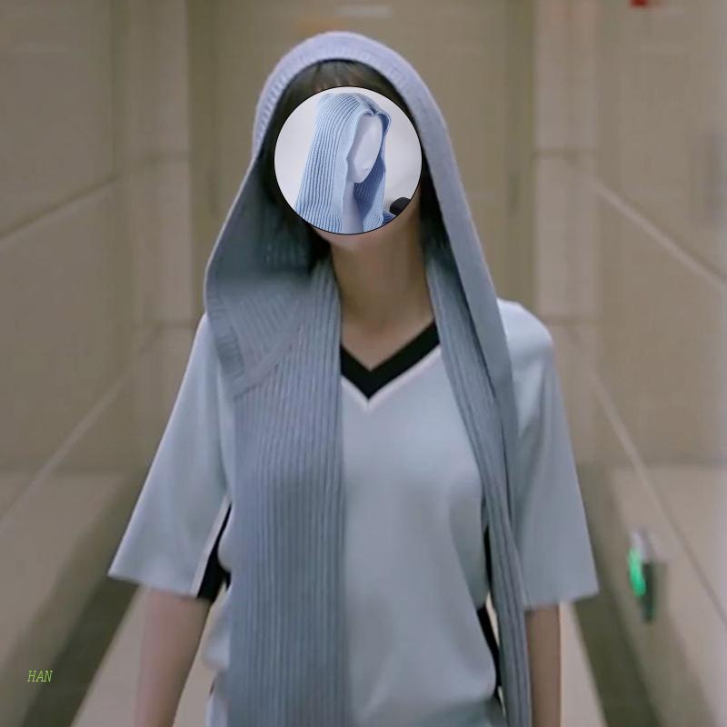 Khăn Choàng Dệt Kim Có Mũ Trùm Đầu In Hoạ Tiết One Piece Xinh Xắn