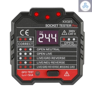 KKmoon KKM5 Digital Display Socket Detector Portable Circuit Polarity Voltage Tester Wall Plug Breaker Finder RCD Test